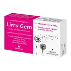 LIRRA GEM 5 mg, na alergię, 7 tabletek