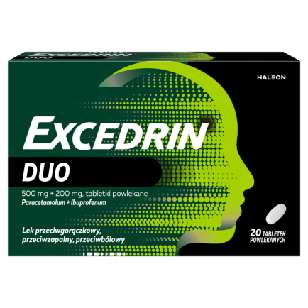 Excedrin Duo, 500 mg + 200 mg, tabletki powlekane, 20 szt.