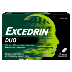 Excedrin Duo, 500 mg + 200 mg, tabletki powlekane, 20 szt.