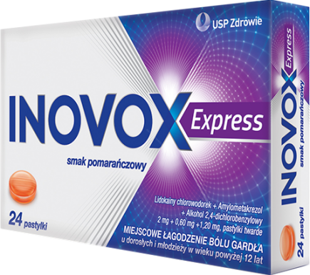 Inovox Express smak pomarańczowy 24 pastylki do ssania