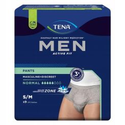 TENA Men Pants Normal Grey S?M 9sztuk Bielizna na nietrzymanie moczu