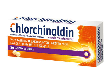 Chlorchinaldin czarna porzeczka 20 tabl. do ssania