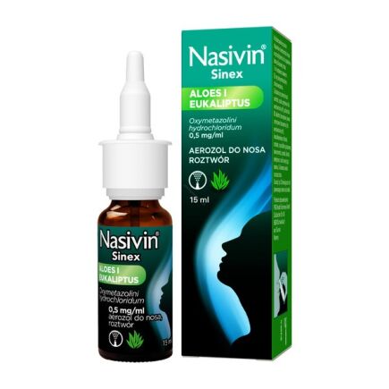 Nasivin Sinex Aloes i Eukaliptus 0,5 mg/ ml, aerozol do nosa, roztwór, 15 ml