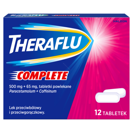 Theraflu Complete, 500 mg + 65 mg, tabletki powlekane 12 sztuk