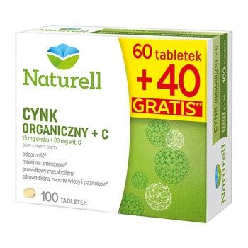 Naturell Cynk organiczny + C 100 tabl 