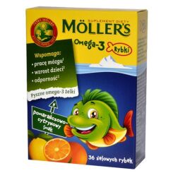 Möller’s Omega-3 Rybki smak pomarańczowy 36 szt