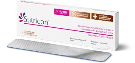 Sutricon - silikonowe plastry na blizny i zmarszczki 5cmx30cm 5 sztuk