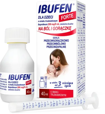 Ibufen dla dzieci FORTE o smaku truskawkowym, 200 mg/5 ml, zawiesina doustna, 40 ml