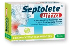 Septolete Ultra tabletki na ból gardła o smaku cytryny i czarnego bzu 16 pastylek