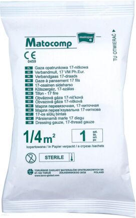 Jałowa gaza opatrunkowo-bawełniana, Matocomp, 17-nitkowa, 1/4m x 1m 1 szt.