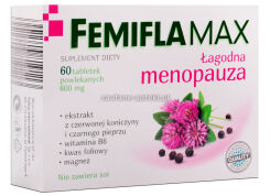 Femifla Max - łagodna menopauza - ekstrakt z czerwonej koniczyny - 60 tabletek