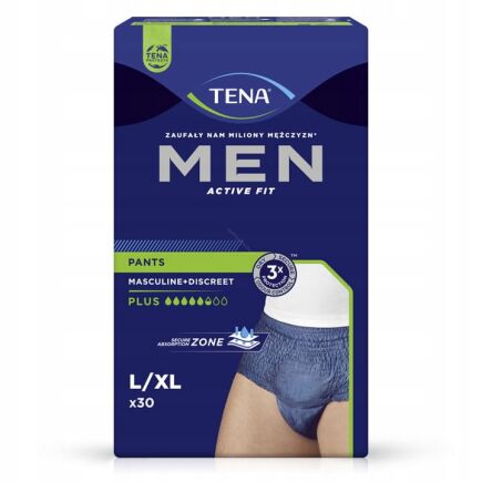 TENA Men Pants Plus blue L/XL 30 sztuk Bielizna na nietrzymanie moczu