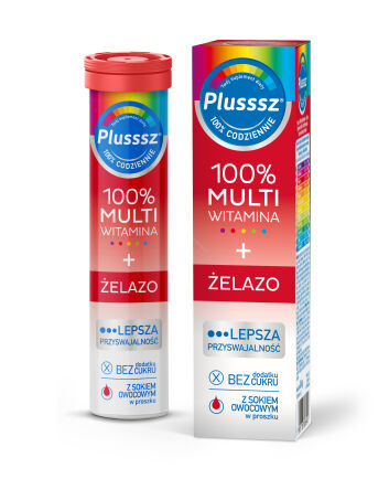 Plusssz 100% Multiwitamina + Żelazo 20 tabletek musujących
